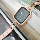 「大人上品な素材ミックス」レザーメタルフレーム ミニマル Apple Watchバンド（全3色）