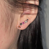 "Bring excitement to your ears with sparkling stars." Star line earrings that add color to your ears