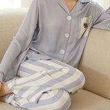 "Wonderful Blue" Dog Embroidered Pajama Set