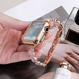 "Accessory Feel" Heart Shell x Rhinestone Metal Chain Apple Watch Band / Delicately Feminine Bracelet Style