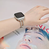 「大人上品な素材ミックス」レザーメタルフレーム ミニマル Apple Watchバンド（全3色）
