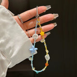 "Embrace Summer, Sparkling Ocean Hues" Anti-drop Beaded Phone Strap