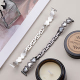 "Accessory Feel" Heart Shell x Rhinestone Metal Chain Apple Watch Band / Delicately Feminine Bracelet Style
