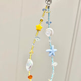 "Embrace Summer, Sparkling Ocean Hues" Anti-drop Beaded Phone Strap