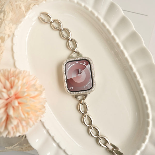 "Light Pebbles" Apple Watch Band with Diamond Cut Stones 