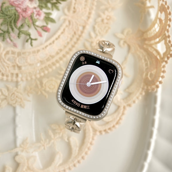 "Light Pebbles" Apple Watch Band with Diamond Cut Stones 
