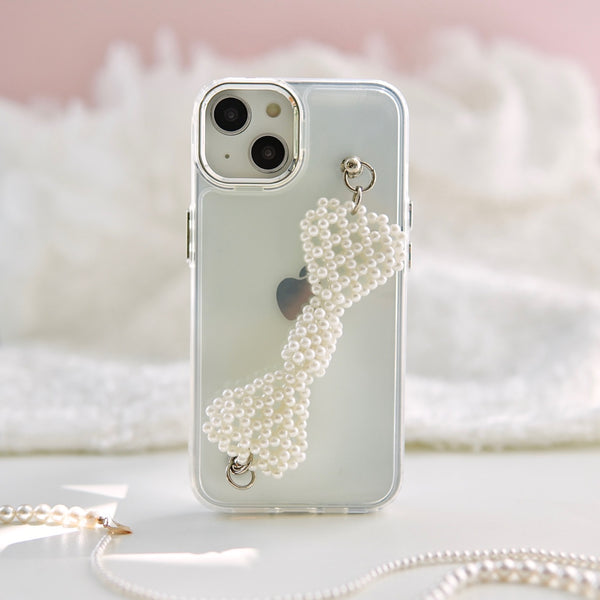 "Comfortable Ribbon" smartphone case with beaded ribbon