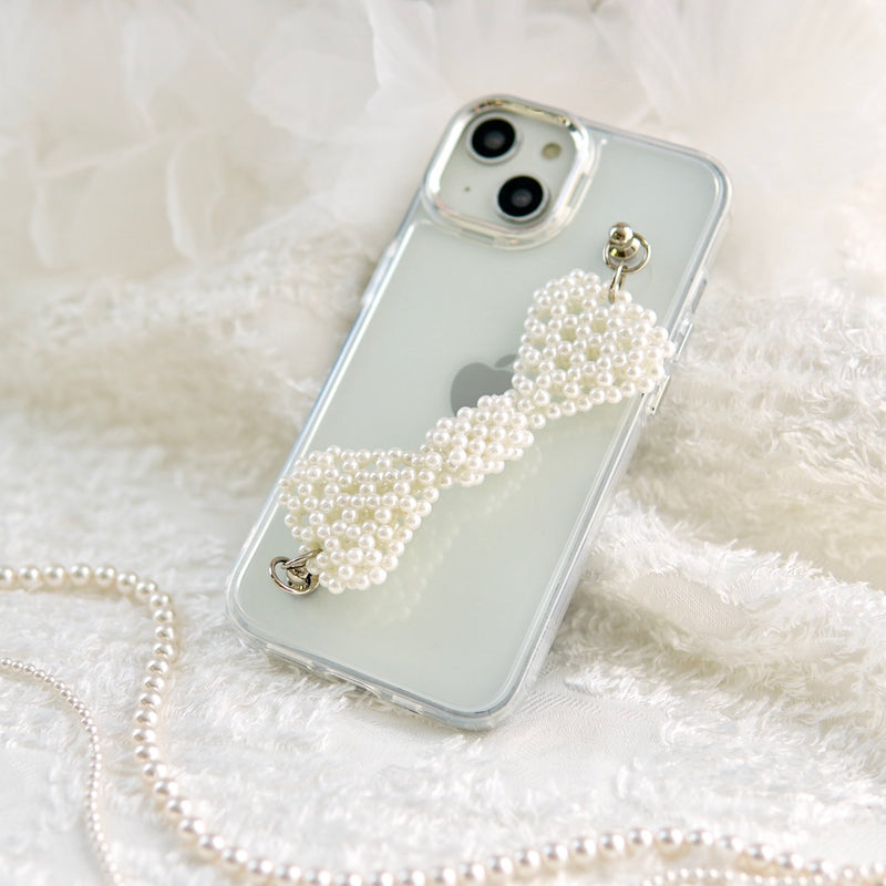 "Comfortable Ribbon" smartphone case with beaded ribbon