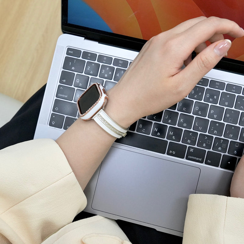 "Light Pebbles" Apple Watch Band with Diamond Cut Stones 