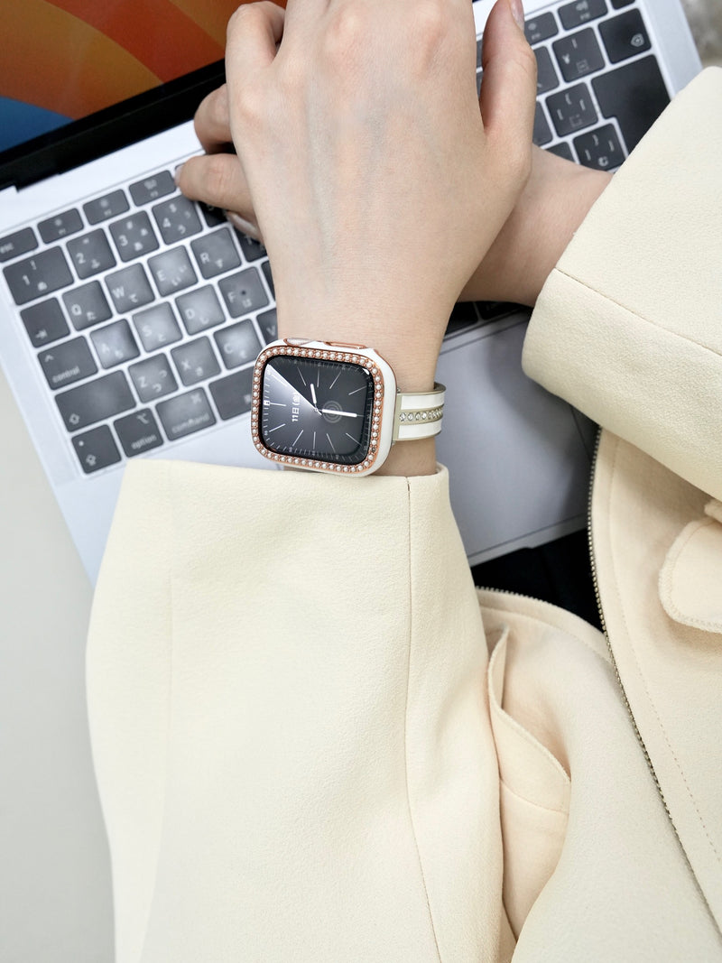 "Light Pebbles" Apple Watch Band with Diamond Cut Stones 