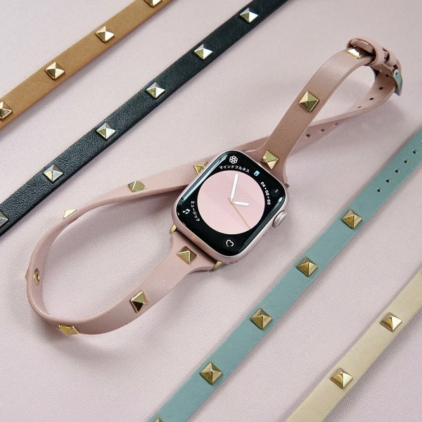 "Punk Bracelet" PU Leather Studded Double Wrap Apple Watch Band 