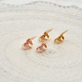 Copper earring backs with "Shaded Flower" motif