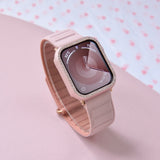 "Waterproof and magnetic" light-colored silicone band 