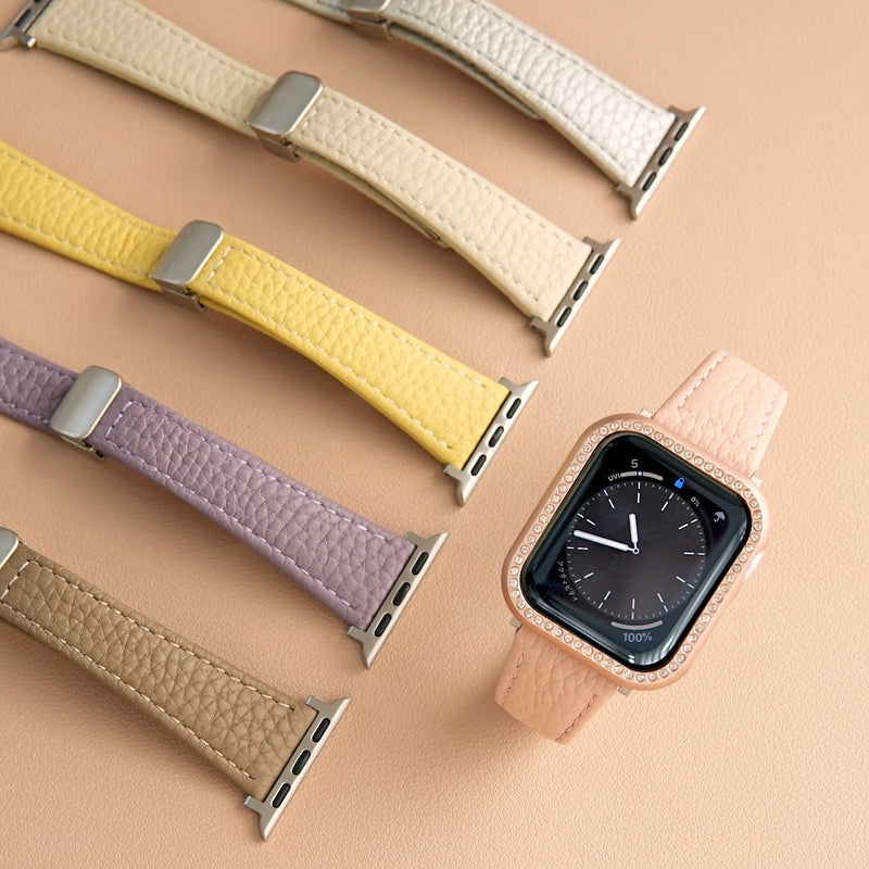 "Simple magnetic" one-touch genuine leather watch band