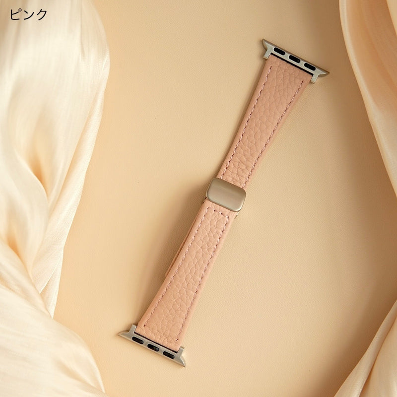 "Simple magnetic" one-touch genuine leather watch band