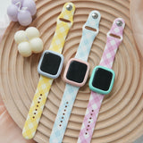 "Summer Color Intersection" One-piece Apple Watch band in one color argyle 