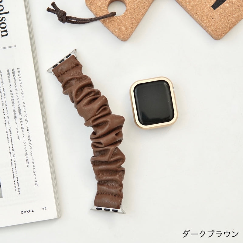 "Sweet and spicy mix of winter" Winter colored leather scrunchie Apple Watch band 