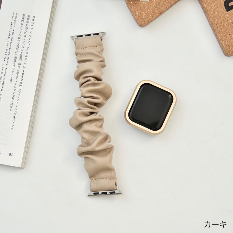 "Sweet and spicy mix of winter" Winter colored leather scrunchie Apple Watch band 