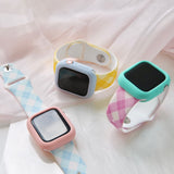 "Summer Color Intersection" One-piece Apple Watch band in one color argyle 