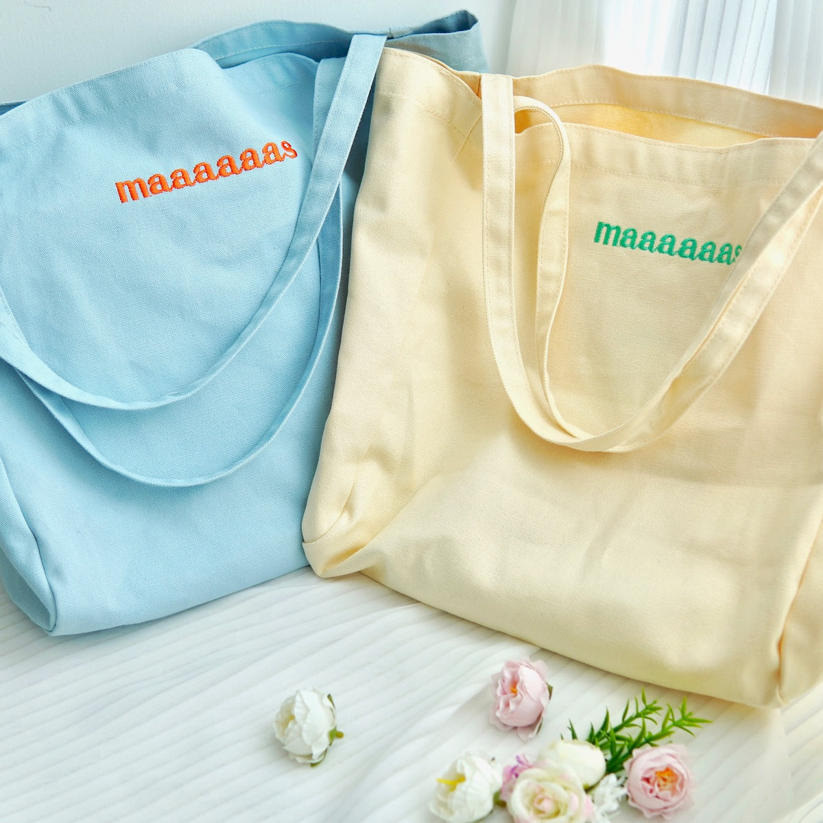 【WOOHWA】23SS★ PINK FLOWER LOGO * * BAG Shopper Aesthetic Flower Canvas Bag Korea Chic Ulzzang Tote