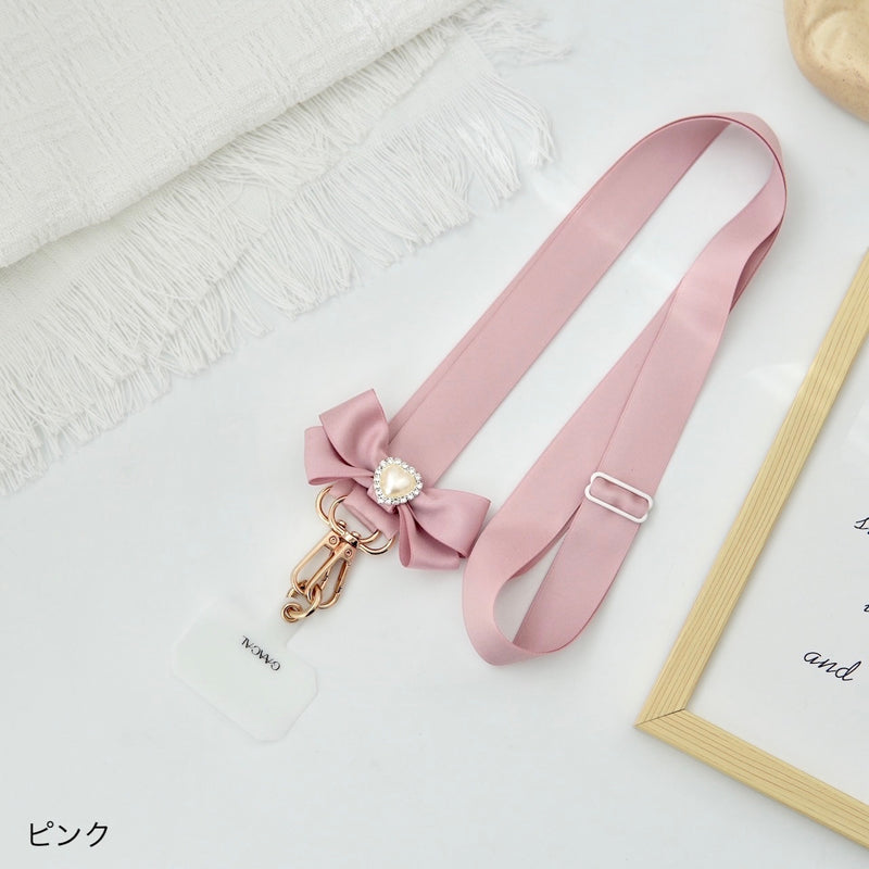 "Glossy Ribbon" Satin Ribbon Smartphone Shoulder