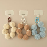 "Fluffy Winter Feel" Ball &amp; Pearl Smartphone Strap