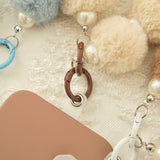 "Fluffy Winter Feel" Ball &amp; Pearl Smartphone Strap