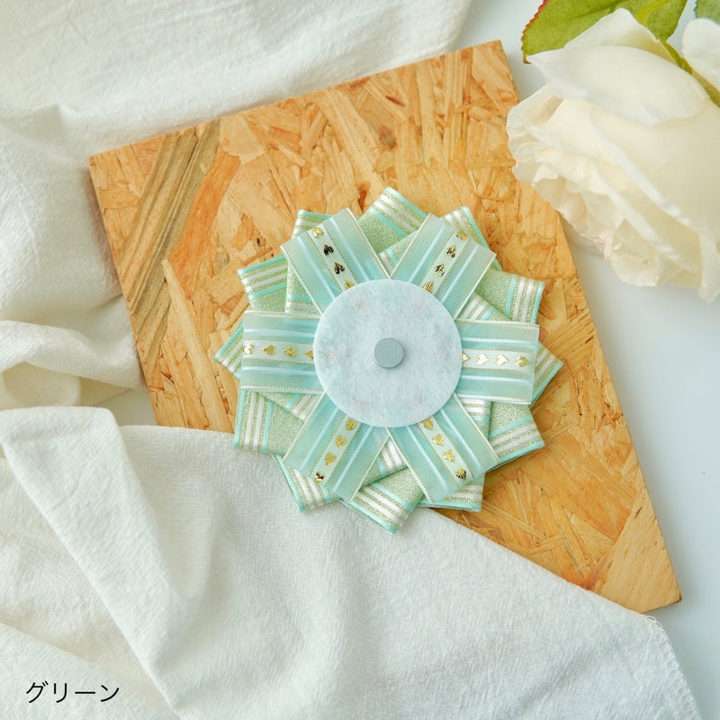 "Flowers and Hearts" Button Badge Rosette