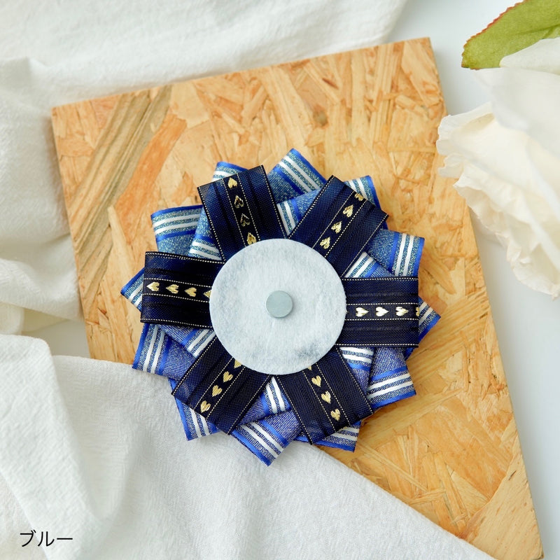 "Flowers and Hearts" Button Badge Rosette