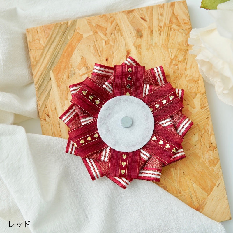 "Flowers and Hearts" Button Badge Rosette