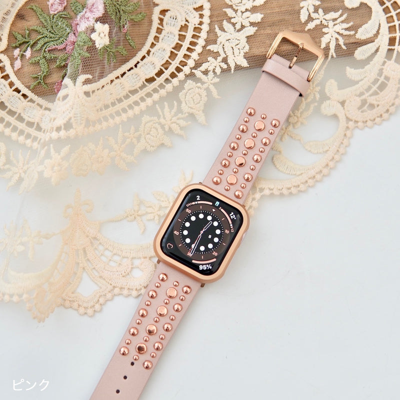 "Stardust on genuine leather" studded Apple Watch band 