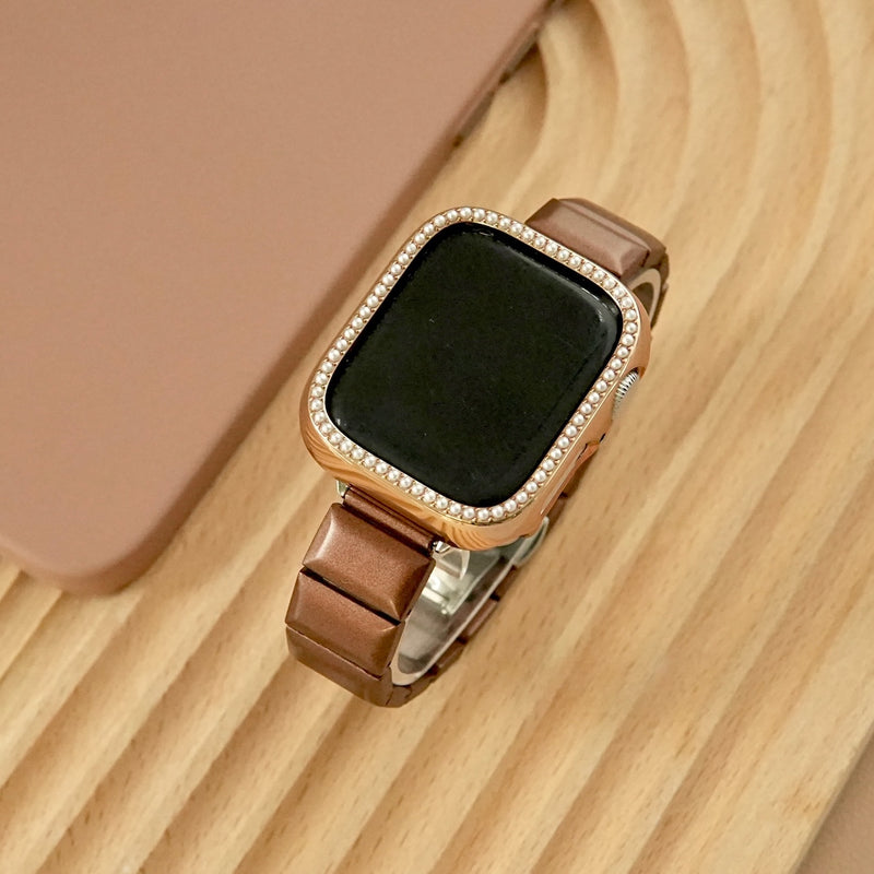 "Light Pebbles" Apple Watch Band with Diamond Cut Stones 