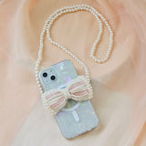 "For the Princess" Big Ribbon Pearl Smartphone Shoulder Bag