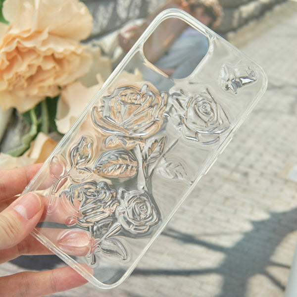 "Floating Rose" floral clear rubber smartphone case