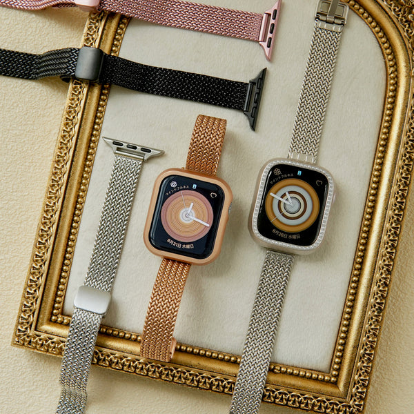 "Light Pebbles" Apple Watch Band with Diamond Cut Stones 