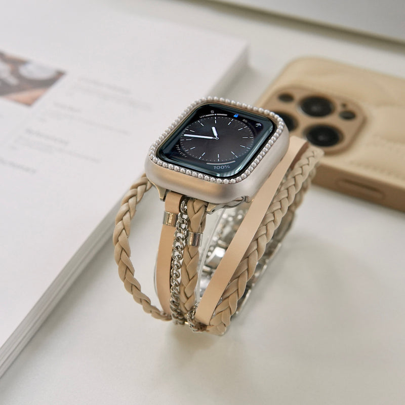 "Light Pebbles" Apple Watch Band with Diamond Cut Stones 