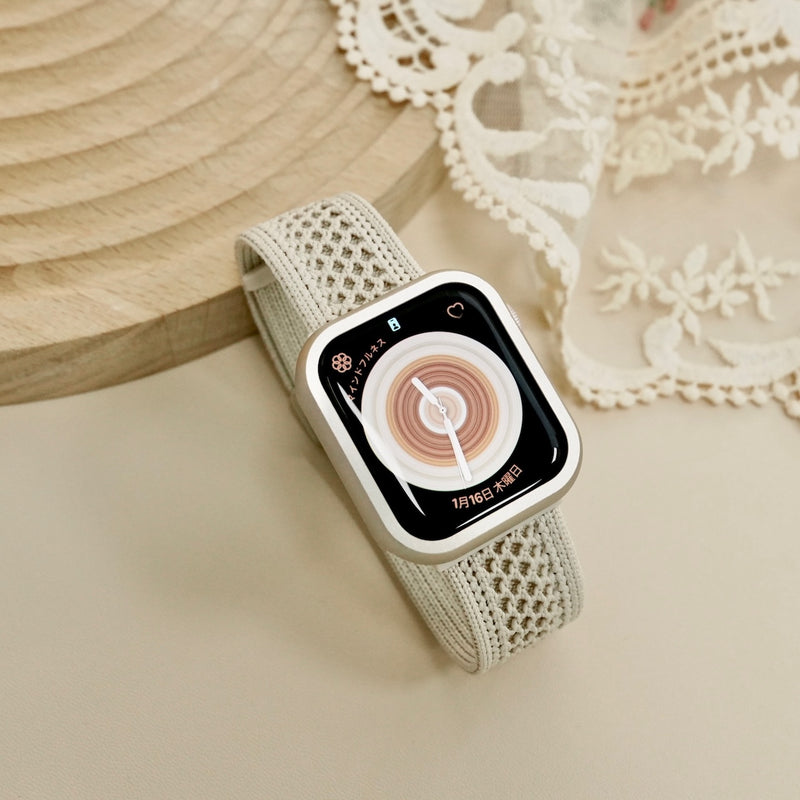 "Light Pebbles" Apple Watch Band with Diamond Cut Stones 