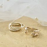 "Intertwining Silver" design ring set of two