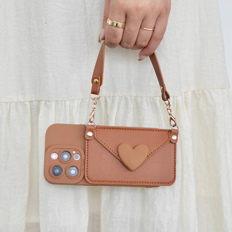 "Seal with a heart" letter-shaped smartphone shoulder bag