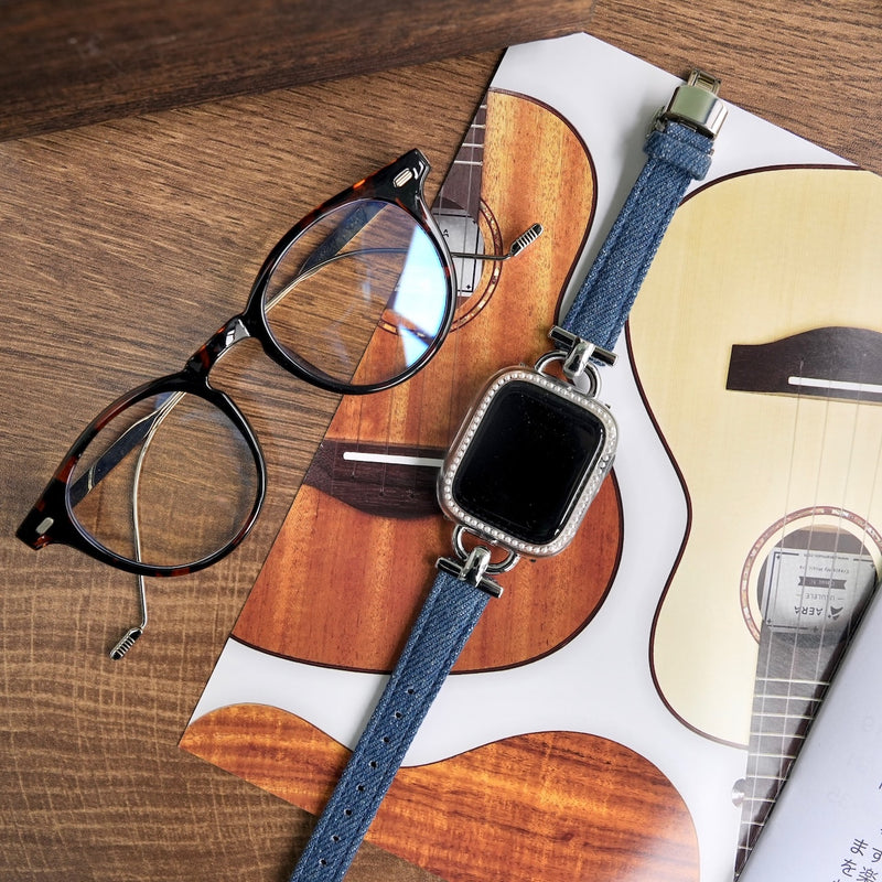 "Light Pebbles" Apple Watch Band with Diamond Cut Stones 