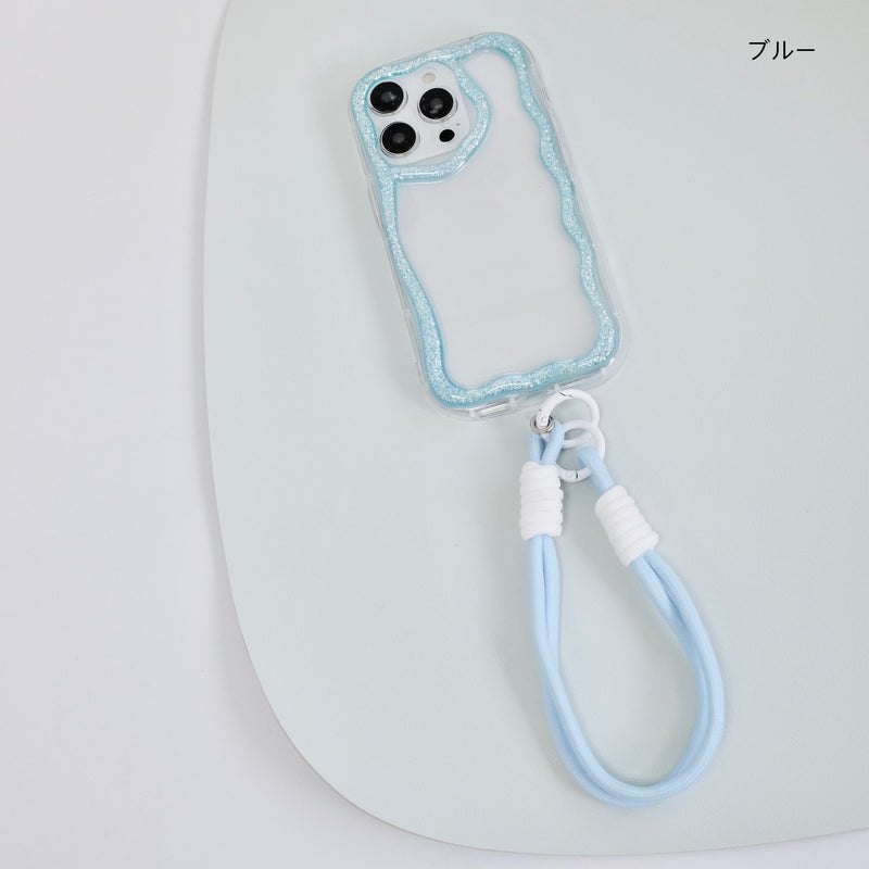 "Sparkling Wave Pattern" Macaron Color Smartphone Case with Short Strap