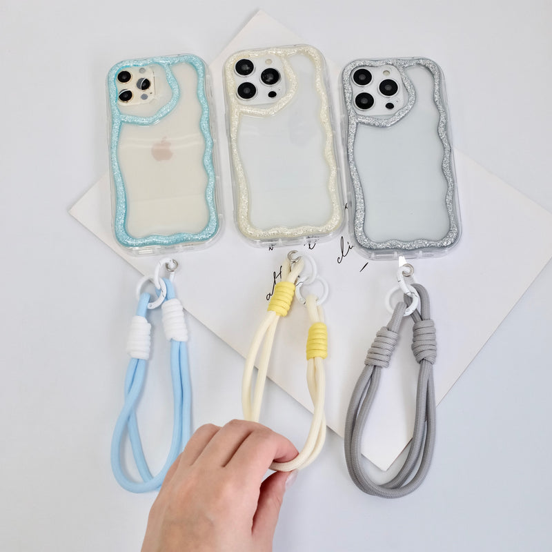 "Sparkling Wave Pattern" Macaron Color Smartphone Case with Short Strap
