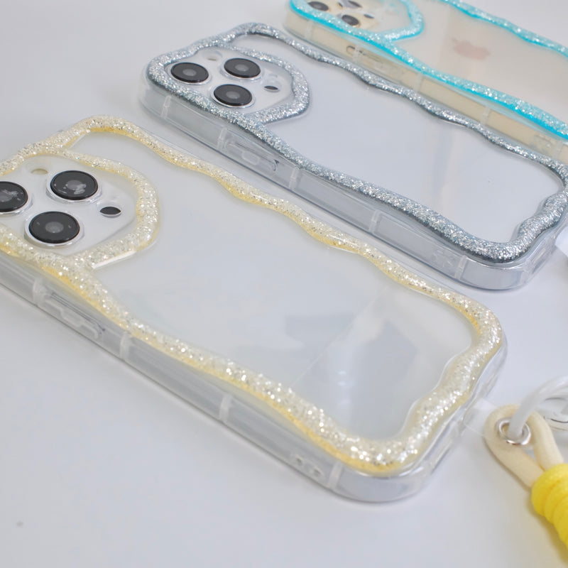 "Sparkling Wave Pattern" Macaron Color Smartphone Case with Short Strap