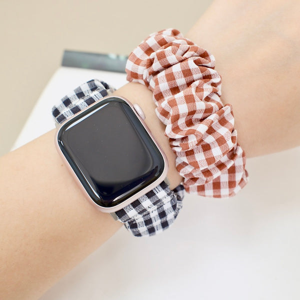 "Checked Scrunchie" Apple Watch Band