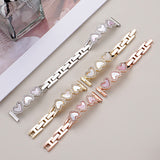 "Accessory Feel" Heart Shell x Rhinestone Metal Chain Apple Watch Band / Delicately Feminine Bracelet Style