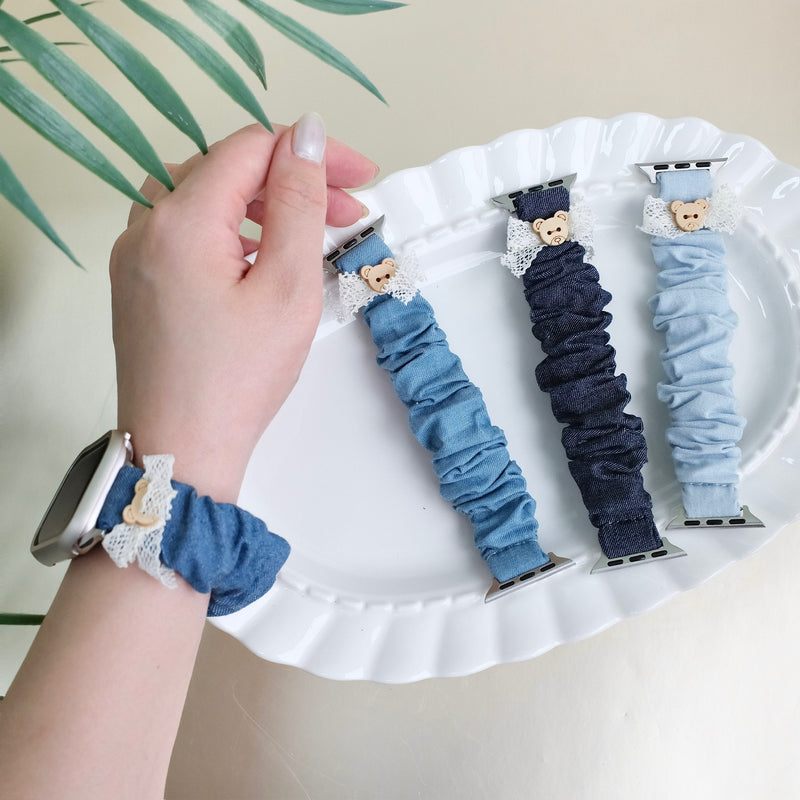 "Yurukawa Denim" Bear Ribbon Apple Watch Band