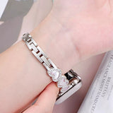 "Accessory Feel" Heart Shell x Rhinestone Metal Chain Apple Watch Band / Delicately Feminine Bracelet Style