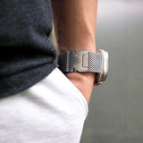 "Lightweight and comfortable fit" Natural titanium loop with snap-on mechanism