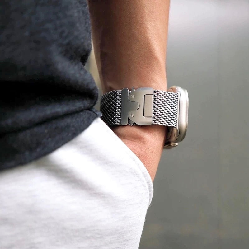 "Lightweight and comfortable fit" Natural titanium loop with snap-on mechanism