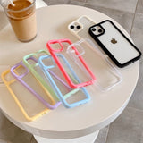 "Surrounded by lines" color frame clear smartphone case